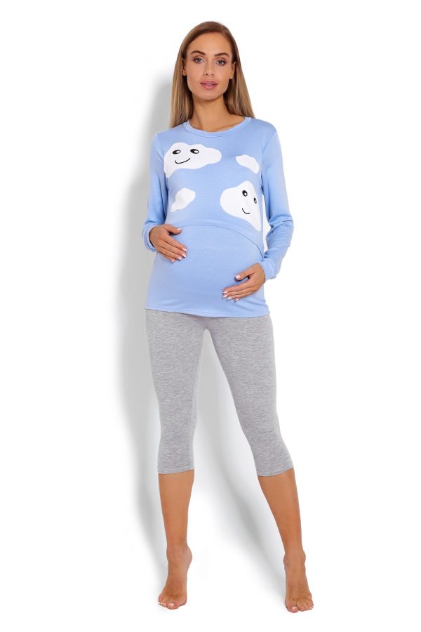 Blue Pregnancy Pajamas in Maternity Nightwear with Spandex and Viscose