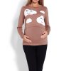 820207 Beige Pregnancy Pajamas in Maternity Nightwear with Spandex and Viscose