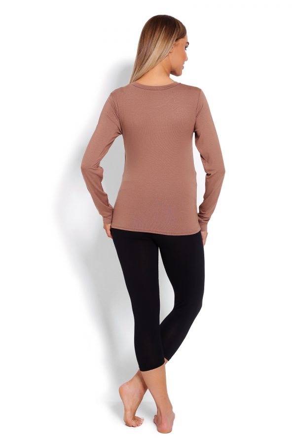 Beige Pregnancy Pajamas in Maternity Nightwear with Spandex and Viscose