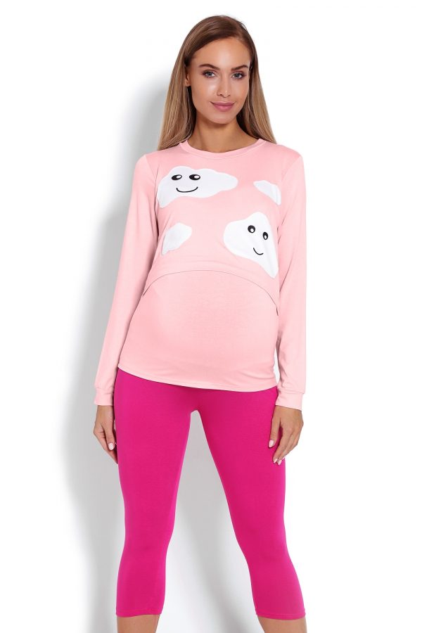 Pink Pregnancy Pajamas in Maternity Nightwear with Spandex and Viscose