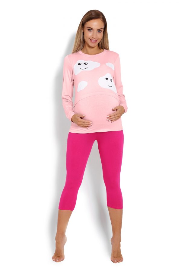Pink Pregnancy Pajamas in Maternity Nightwear with Spandex and Viscose