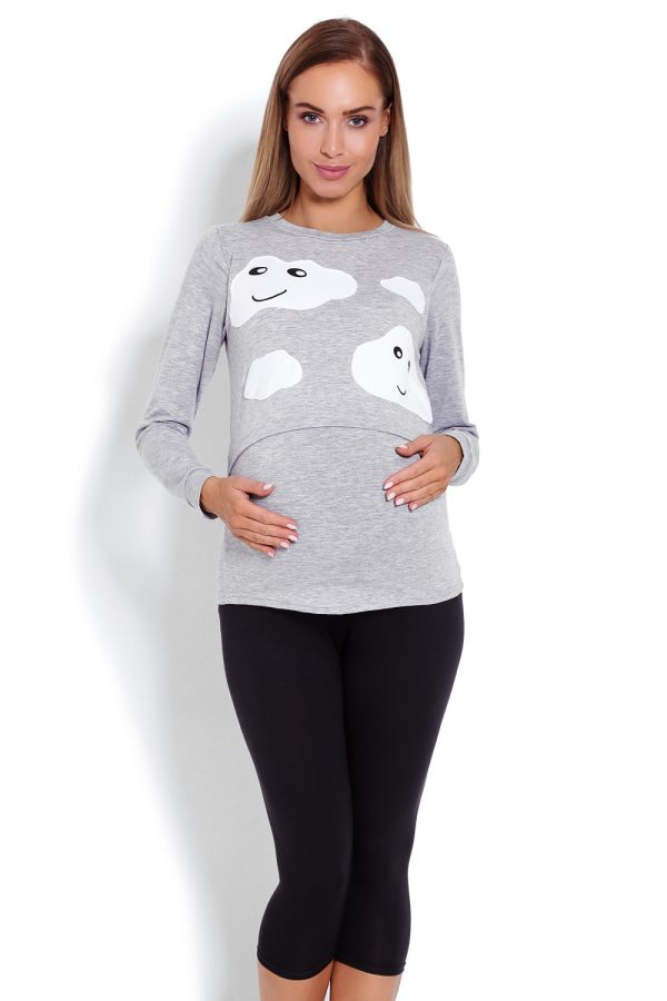 Grey Pregnancy Pajamas in Maternity Nightwear with Spandex and Viscose