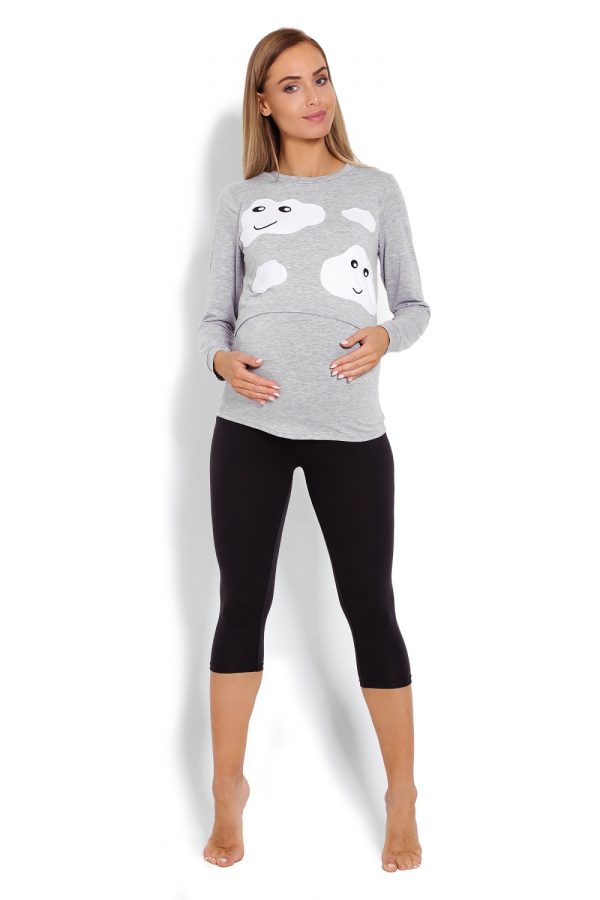 Grey Pregnancy Pajamas in Maternity Nightwear with Spandex and Viscose