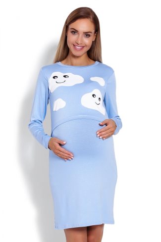 blue maternity nightgown model 122962 PeeKaBoo