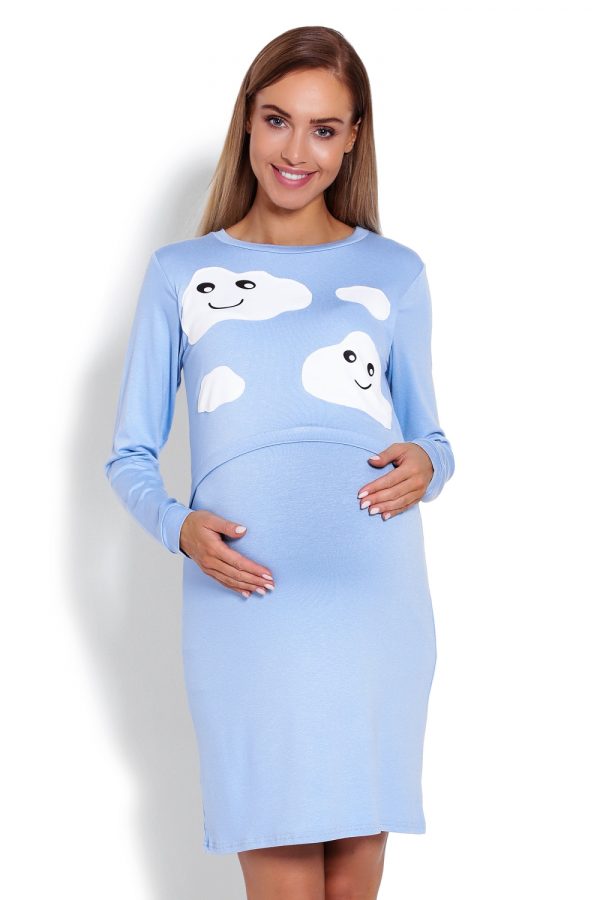 Blue Maternity Nightgown in Maternity Nightwear with Spandex and Viscose