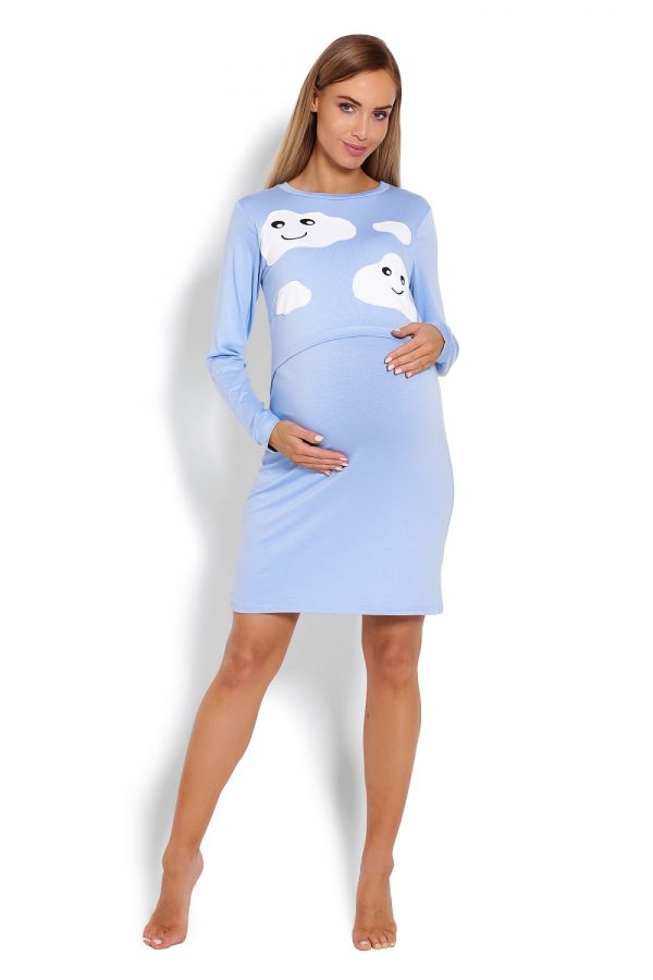 Blue Maternity Nightgown in Maternity Nightwear with Spandex and Viscose