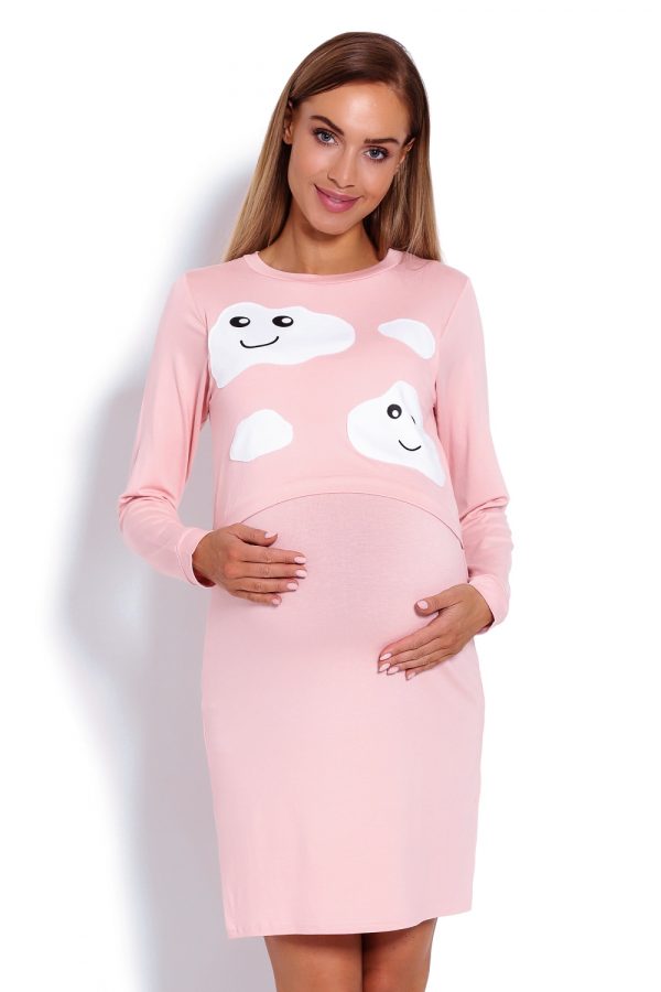 Pink Maternity Nightgown in Maternity Nightwear with Spandex and Viscose