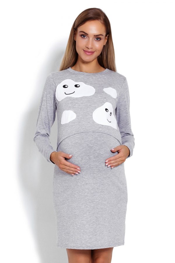 Grey Maternity Nightgown in Maternity Nightwear with Spandex and Viscose