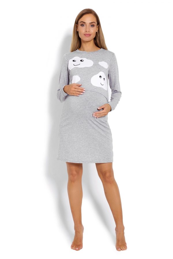 Grey Maternity Nightgown in Maternity Nightwear with Spandex and Viscose