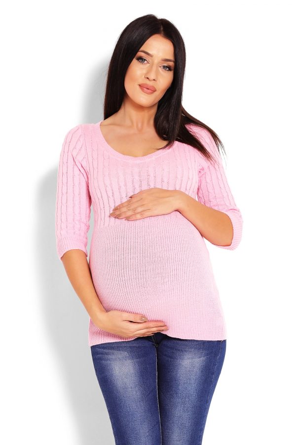 Pink Pregnancy Sweater in Sweter Ciążowy with Acrylic