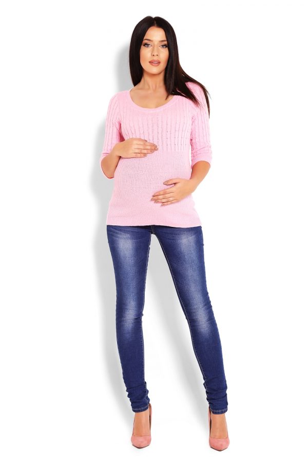 Pink Pregnancy Sweater in Sweter Ciążowy with Acrylic