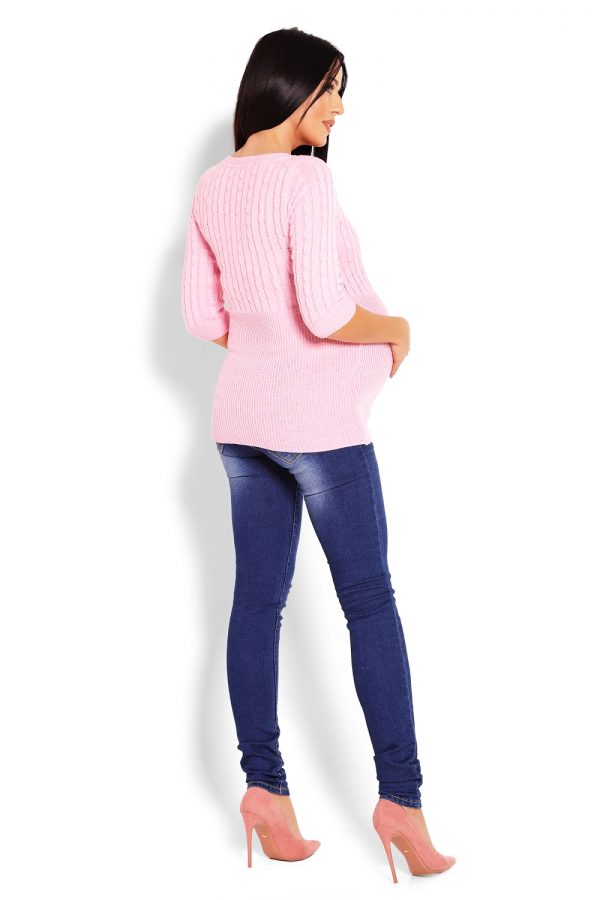 Pink Pregnancy Sweater in Sweter Ciążowy with Acrylic