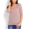 Beige Pregnancy Sweater in Sweter Ciążowy with Acrylic