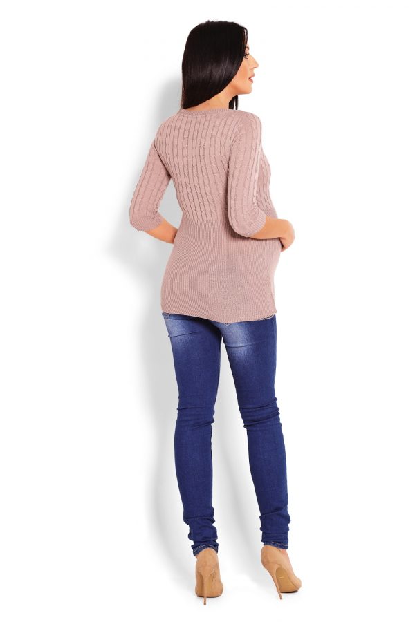 Beige Pregnancy Sweater in Sweter Ciążowy with Acrylic