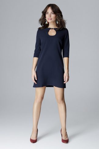 Navy Blue Daydress in Day Dresses with Polyester and Viscose