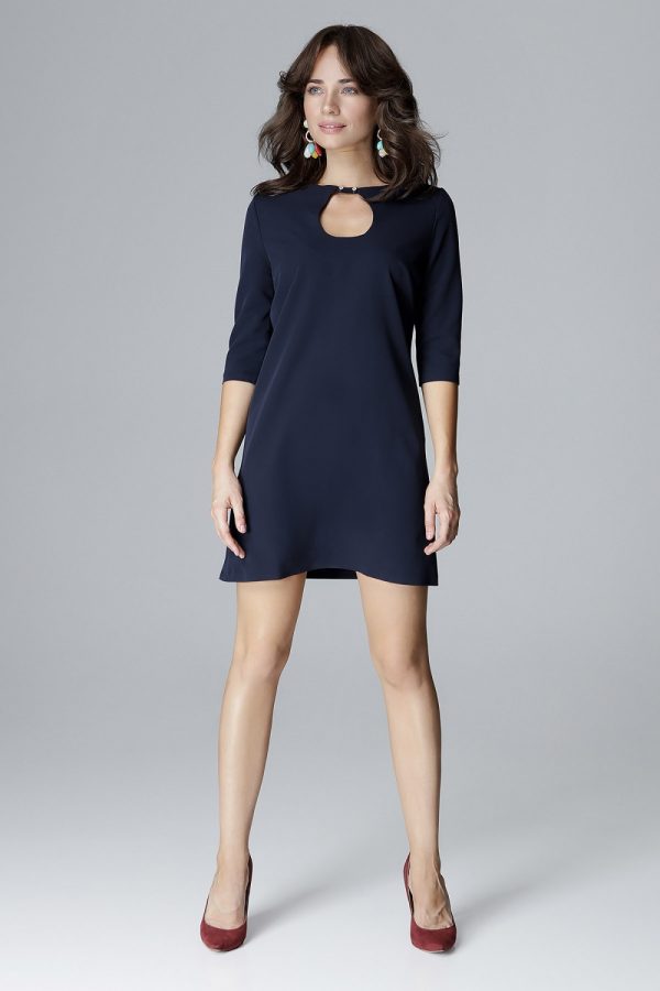 Navy Blue Daydress in Day Dresses with Polyester and Viscose