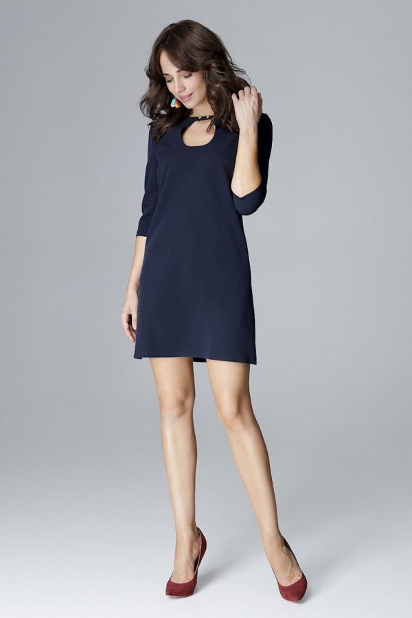 Navy Blue Daydress in Day Dresses with Polyester and Viscose