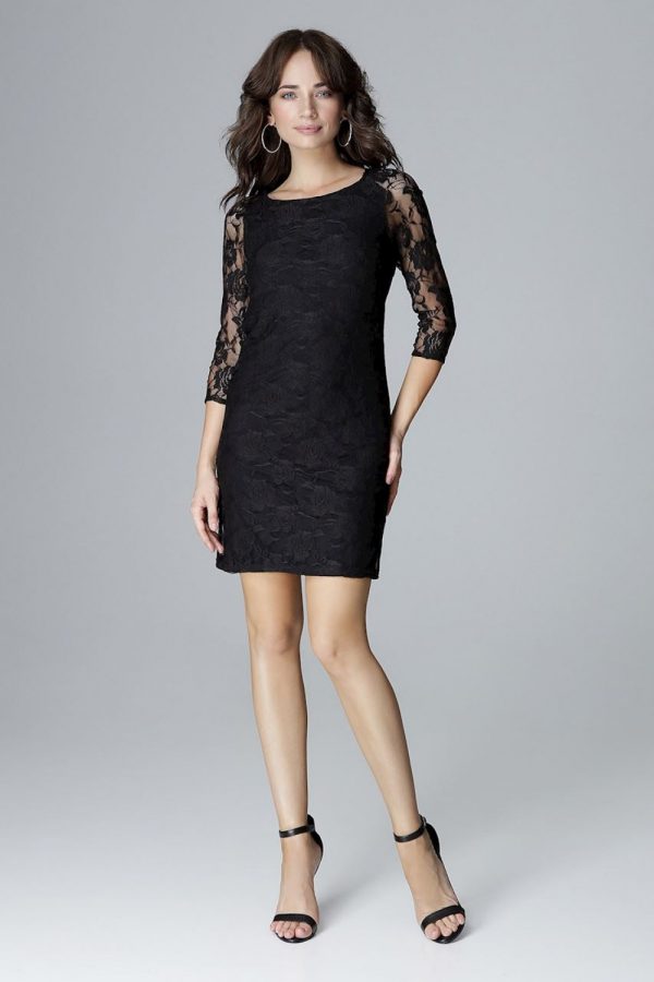 Black Short Dress in Evening Dresses with Spandex and Polyester