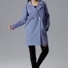 Blue Coat in Women`s Coats, Jackets with Polyester and Viscose