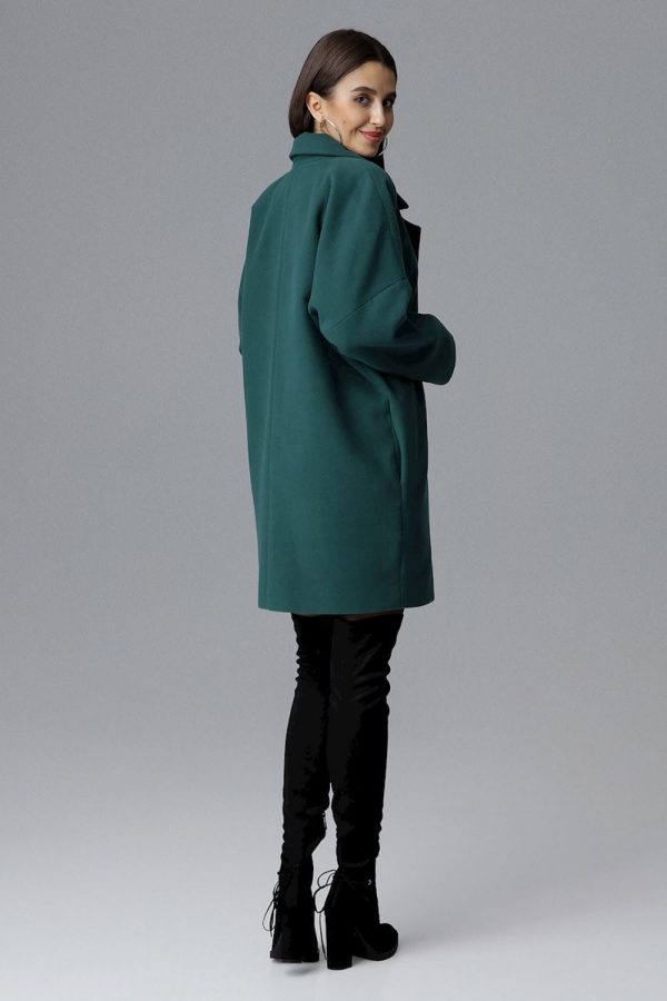 Green Coat in Women`s Coats, Jackets with Polyester and Viscose