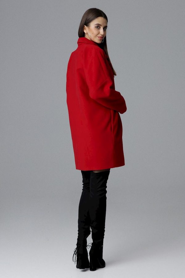 Red Coat in Women`s Coats, Jackets with Polyester and Viscose