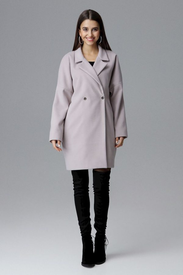 Beige Coat in Women`s Coats, Jackets with Polyester and Viscose