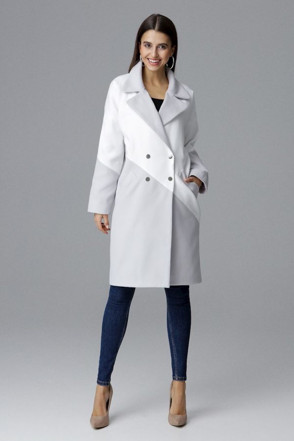 Grey Coat in Women`s Coats, Jackets with Polyester and Viscose