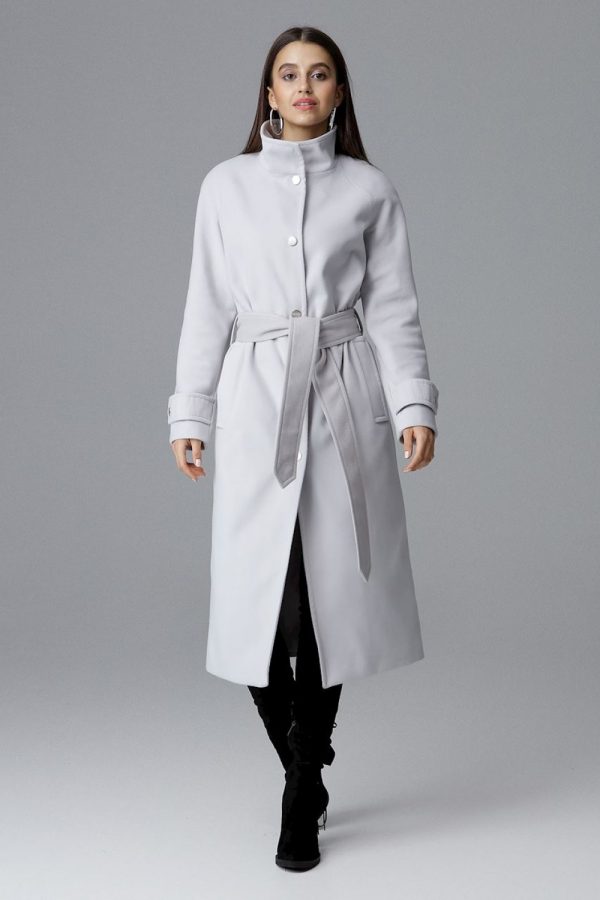 Grey Coat in Women`s Coats, Jackets with Polyester and Viscose