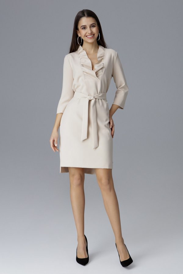 Beige Cocktail Dress in Formal Dresses, Cocktail Dresses with Spandex and Polyester