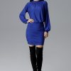 Navy Blue Cocktail Dress in Formal Dresses, Cocktail Dresses with Spandex and Polyester