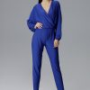 Navy Blue Suit in Playsuits For Women with Spandex and Polyester
