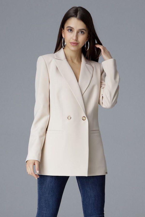Beige Jacket in Jackets, Vests For Women with Spandex and Polyester