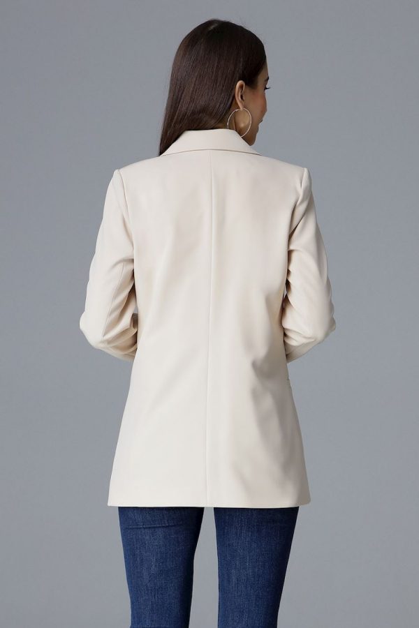 Beige Jacket in Jackets, Vests For Women with Spandex and Polyester