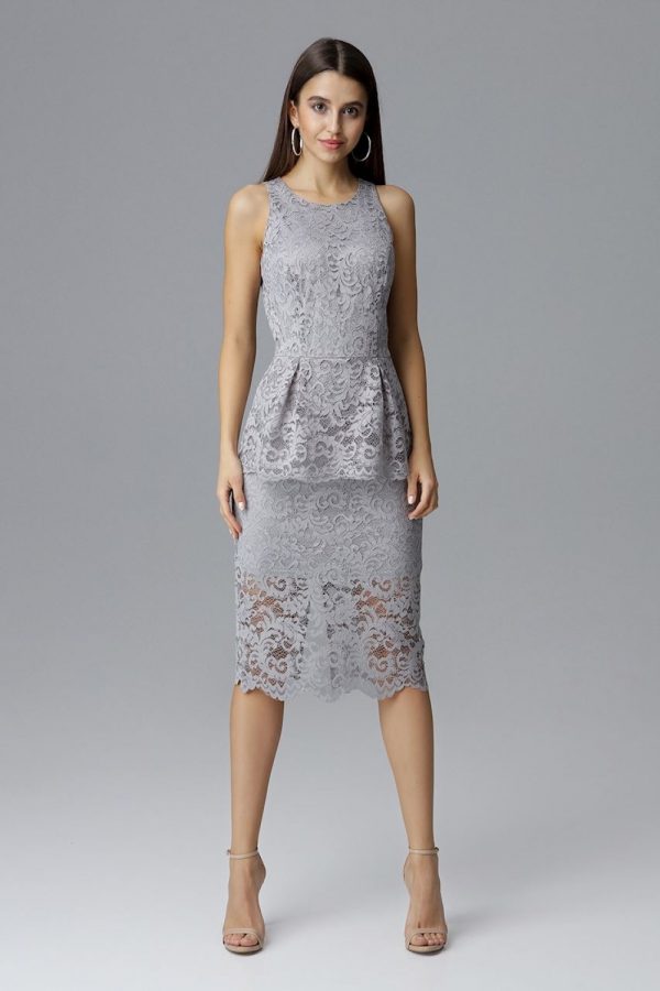 Grey Evening Dress in Evening Dresses with Spandex and Polyester