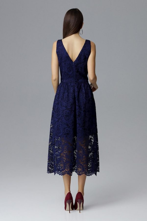 Navy Blue Evening Dress in Evening Dresses with Spandex and Polyester