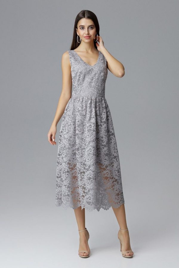 Grey Evening Dress in Evening Dresses with Spandex and Polyester