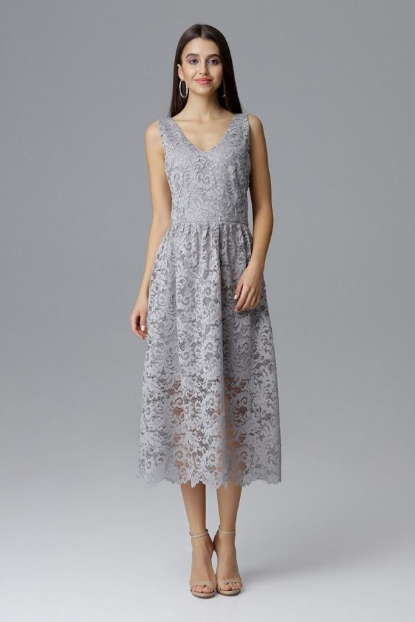Grey Evening Dress in Evening Dresses with Spandex and Polyester