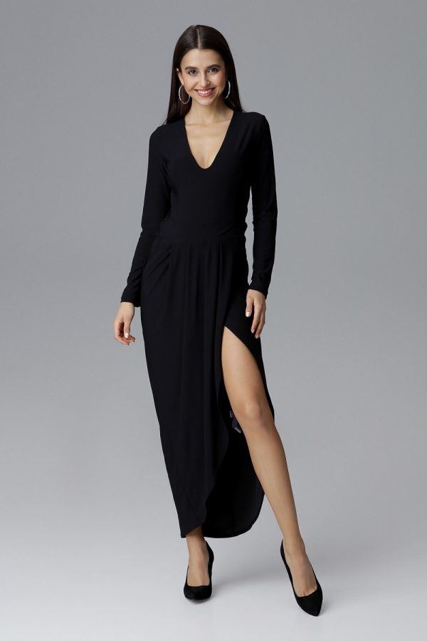 Black Long Dress in Evening Dresses with Spandex and Polyester