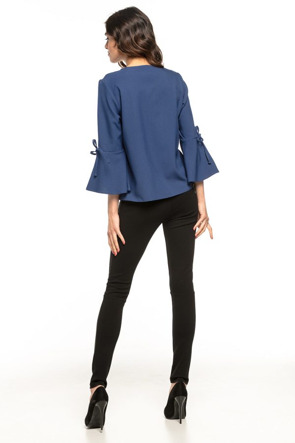 Navy Blue Blouse 5 in Spandex and Polyester