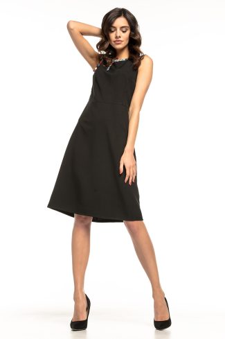 832923 Black Daydress in Day Dresses with Spandex and Polyester