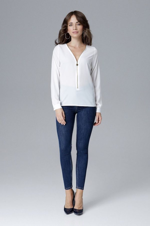 Beige Blouse in Women`s Blouses, Tunics with Lycra, Polyester and Viscose