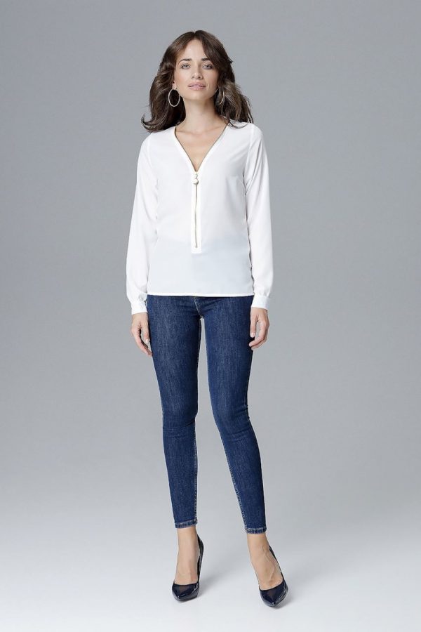 Beige Blouse in Women`s Blouses, Tunics with Lycra, Polyester and Viscose