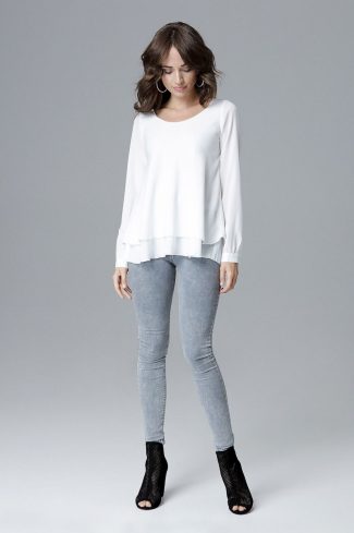 Beige Blouse in Women`s Blouses, Tunics with Lycra, Polyester and Viscose