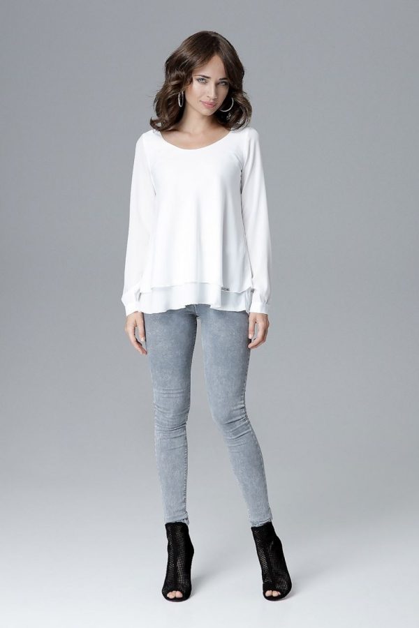 Beige Blouse in Women`s Blouses, Tunics with Lycra, Polyester and Viscose