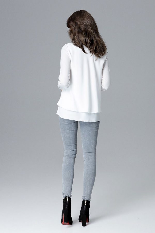 Beige Blouse in Women`s Blouses, Tunics with Lycra, Polyester and Viscose