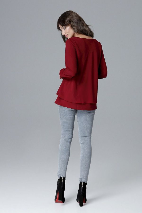 Red Blouse in Women`s Blouses, Tunics with Lycra, Polyester and Viscose