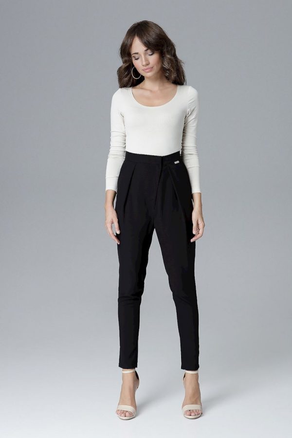 Black Women Trousers in Casual Pants For Women with Spandex, Polyester and Viscose