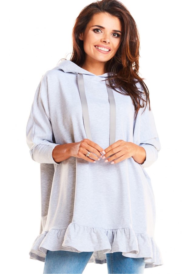 Grey Sweatshirt in Sweatshirts For Women with Cotton, Spandex and Polyester