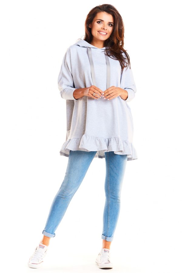 Grey Sweatshirt in Sweatshirts For Women with Cotton, Spandex and Polyester