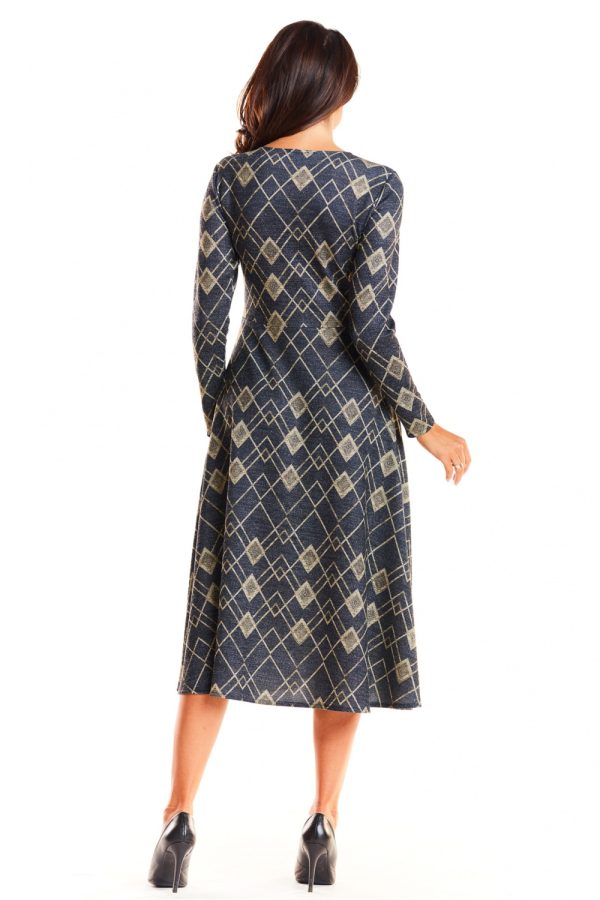 Navy Blue Daydress in Day Dresses with Spandex, Polyester and Viscose